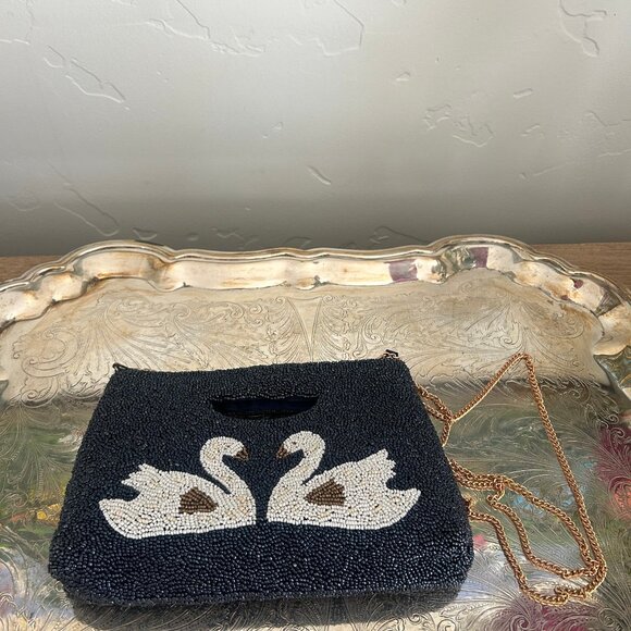 Rachel Zoe Beaded Swan Clutch/ Crossbody Purse - Picture 2 of 3